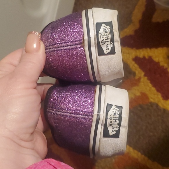 VANS 5.5/7sz. Purple Glitzy pair OR Floral Print on Black sz 6.5 big kids - Picture 9 of 12